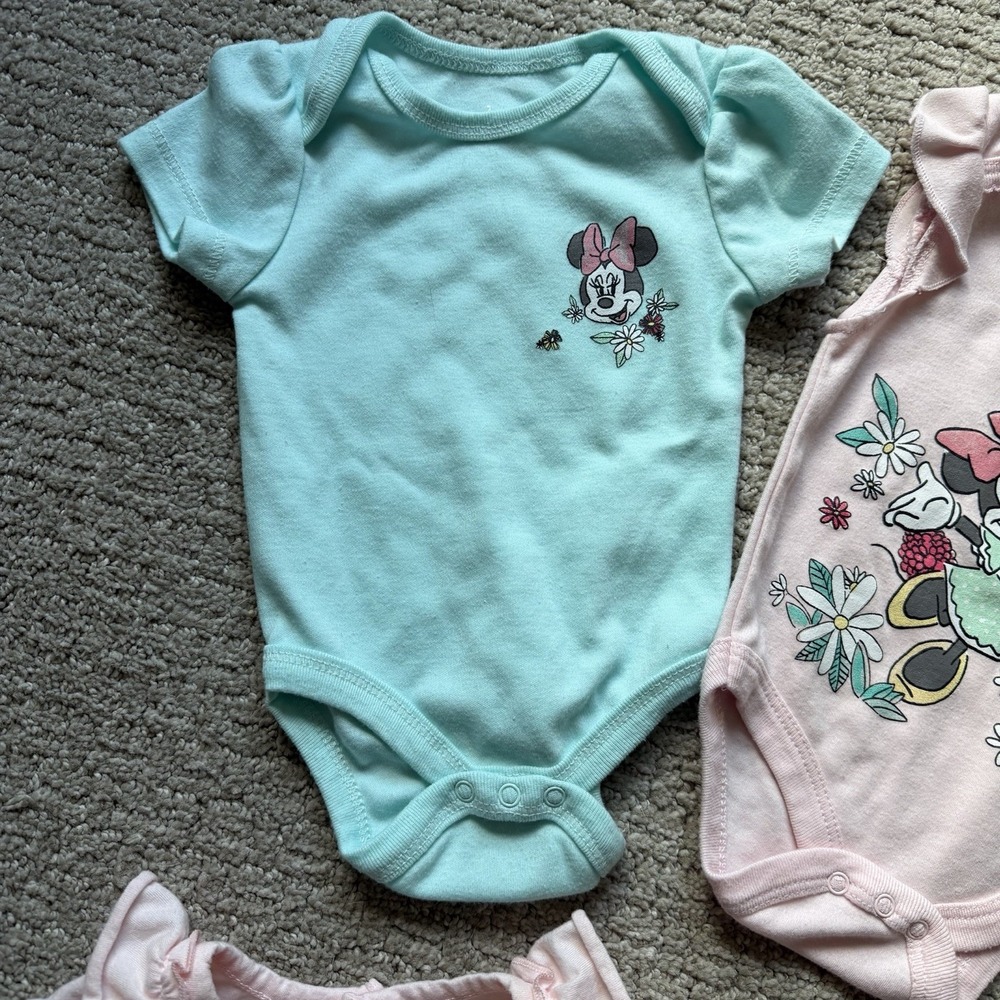 Disney Baby Girls Minnie Mouse Lot Of 5 Size‎ 3-6M Pink Blue Dress Bodysuits - Picture 4 of 13